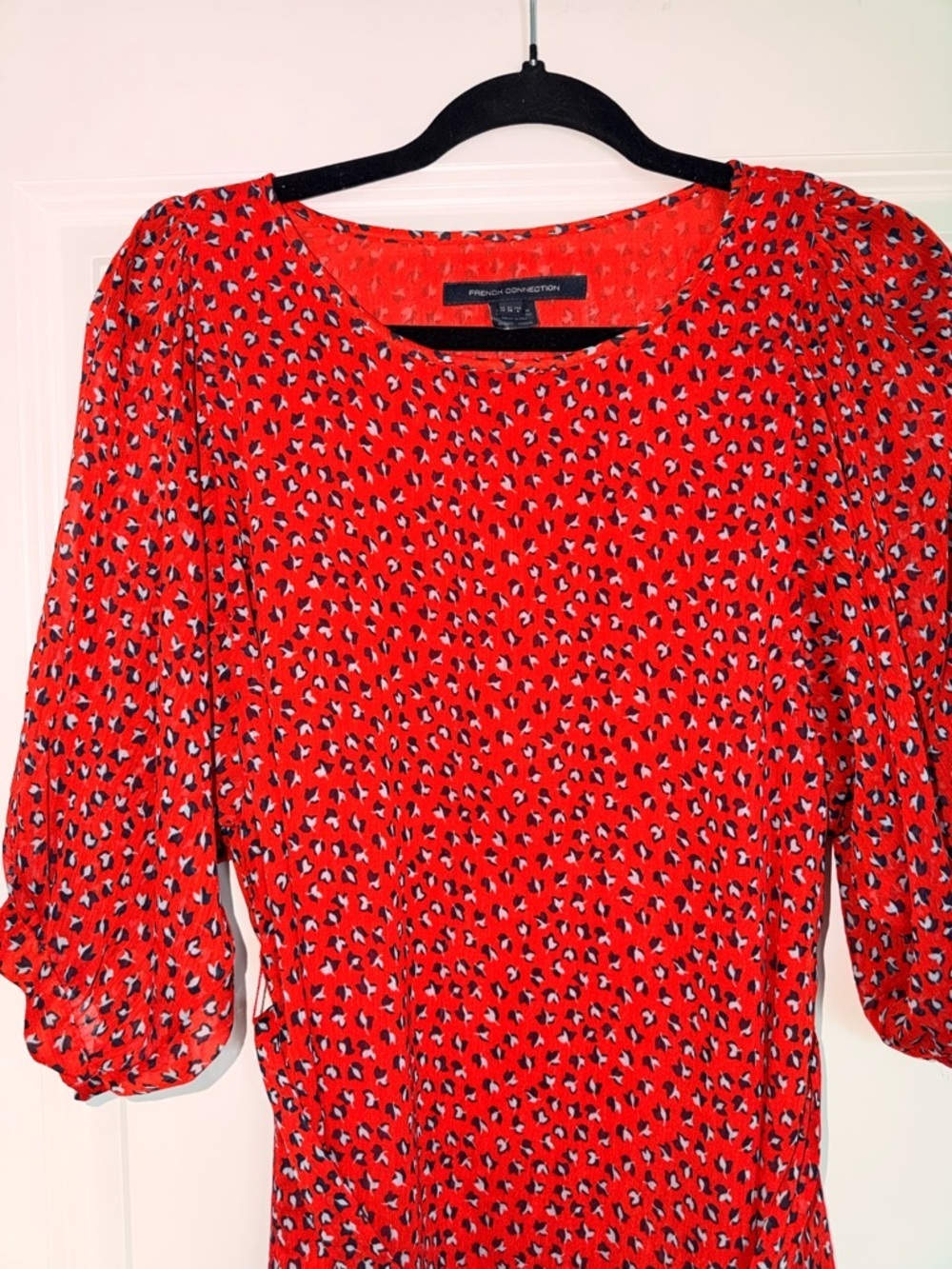 French Connection Women’s Red Printed Belted Dress size US 6 - Picture 2 of 7